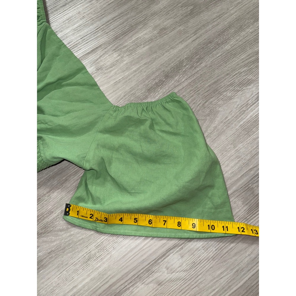 Shy Velvet Womens Green Cotton Cutout Tiered Mini Dress Flutter Sleeve Size M - Picture 9 of 11